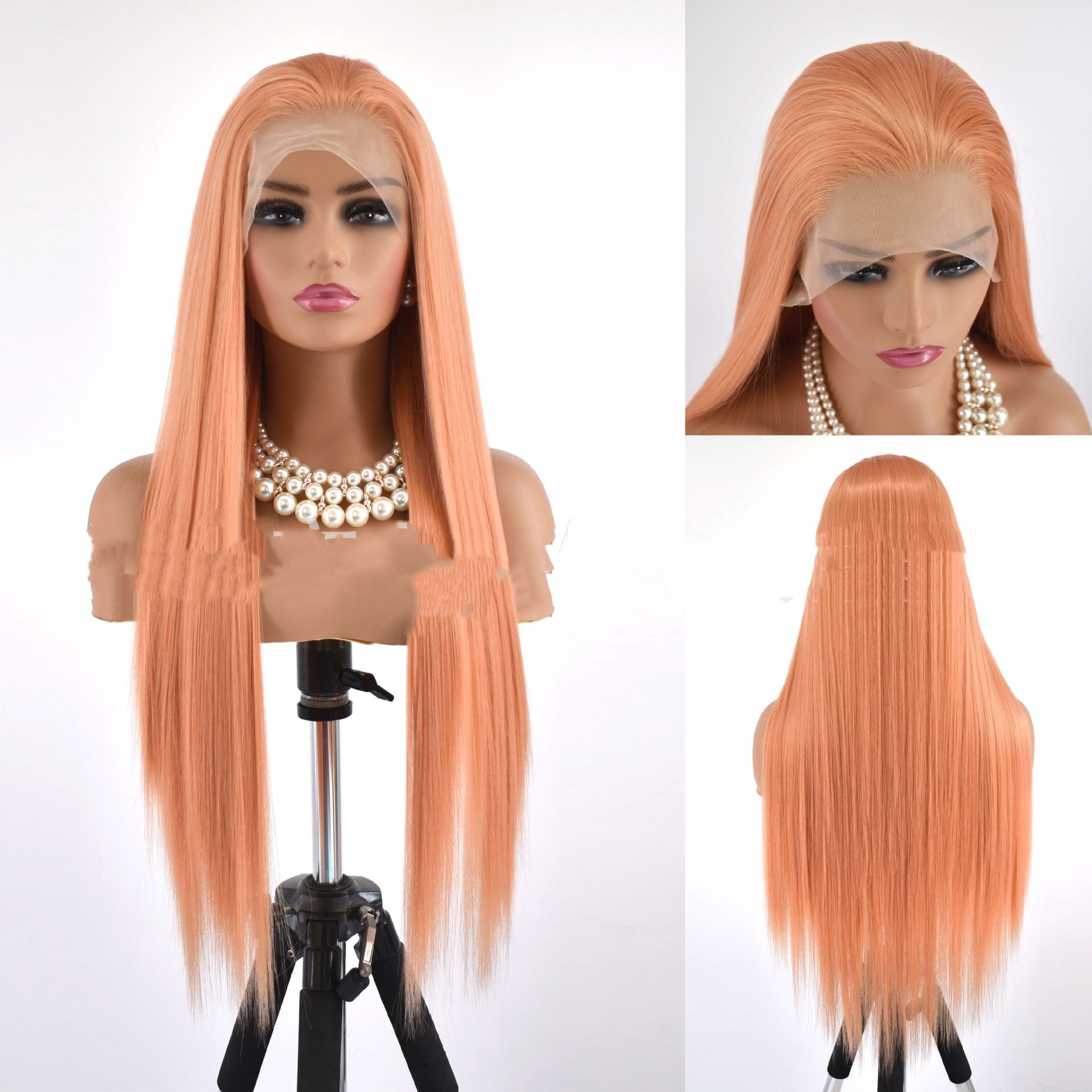 Hand Crocheting Wig Front Lace Long Straight Wig Sheath